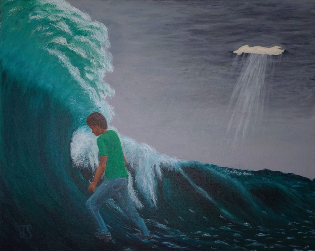 walking on water, Jesus, adversity, overcoming, hard times, art, painting, prophetic art, painting, Jonathan Sutton