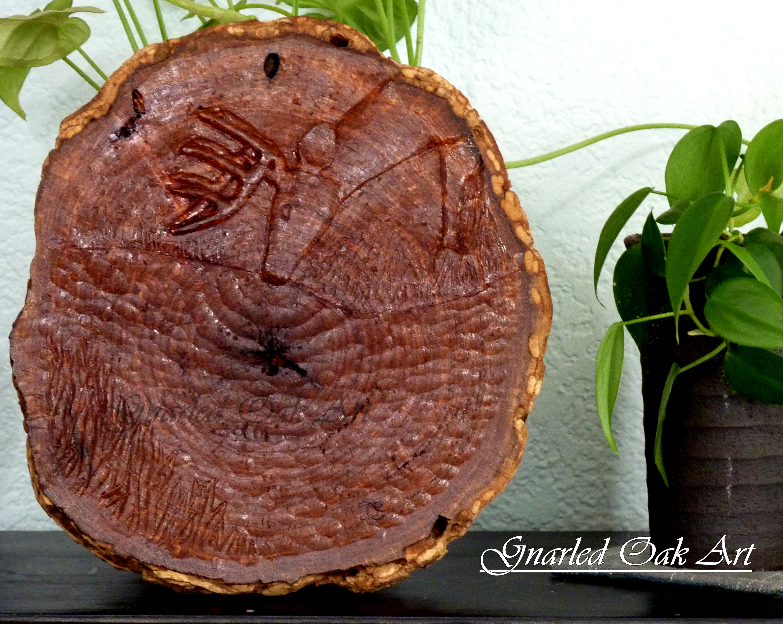 Art, fine art, Décor, home décor, office, nature, nature décor, handmade, unique, one of a kind, wood, cabin, carving, wood carving, gnarled oak art, gnarled oak, deer, deer drinking